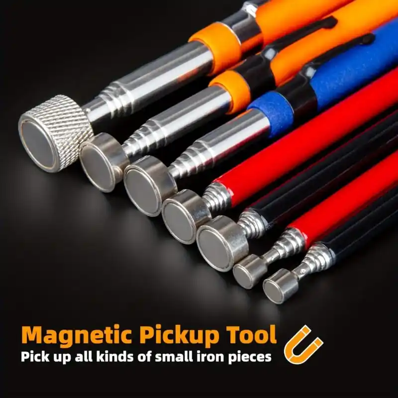 Telescopic Magnetic Pickup Tool 1pc Adjustable Orange For Small Parts