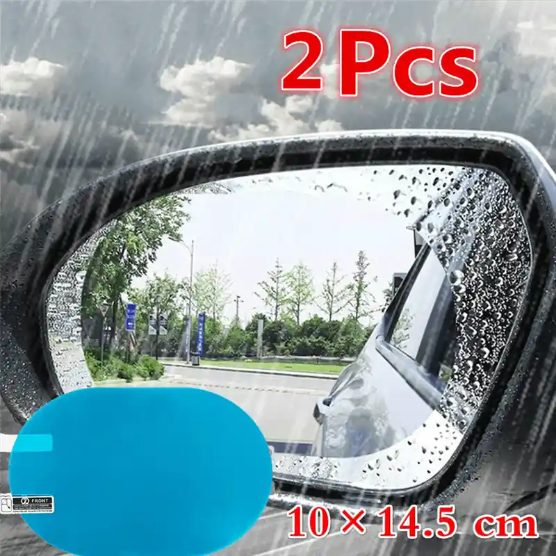 Universal Antifog Waterproof Rearview Mirror Stickers Clear Vision 2 Pcs