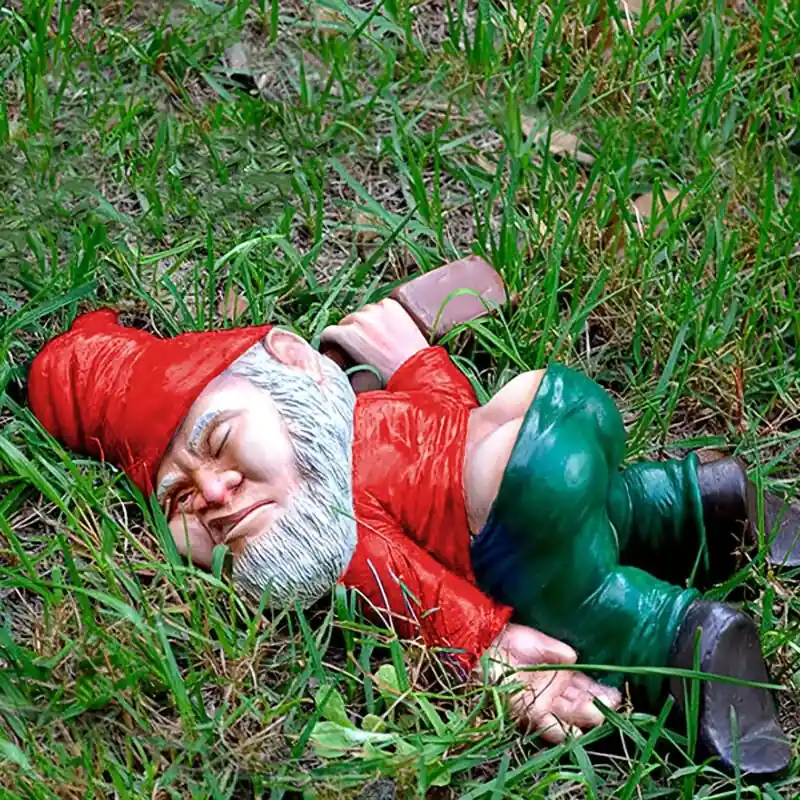 Weatherproof Drunken Garden Gnome Statue 6inch Resin Lawn Decor