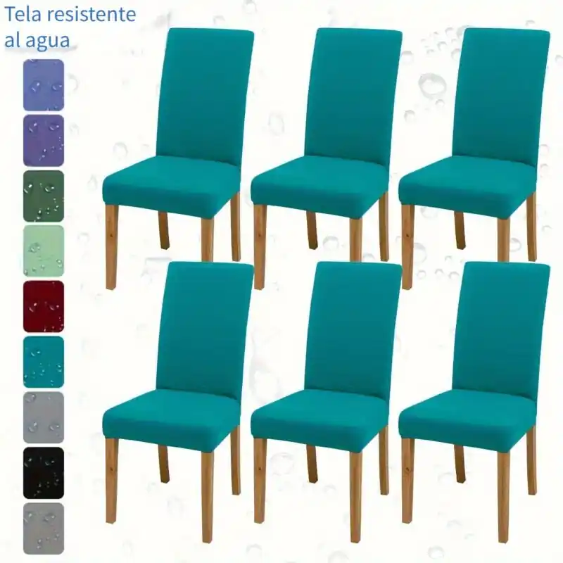 Waterproof Elastic Dining Chair Slipcovers Milk Fiber Fabric 46pcs