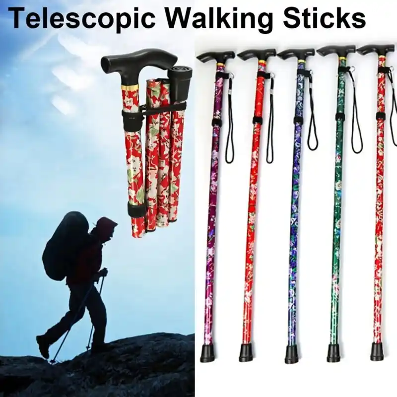 Collapsible Telescopic Hiking Stick Folding Trekking Pole For Elderly And Hiking