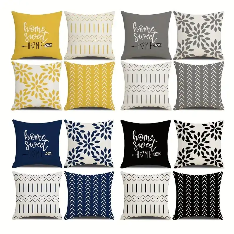 4pcs Modern Linen Throw Pillow Covers 18×18 Indooroutdoor Decor
