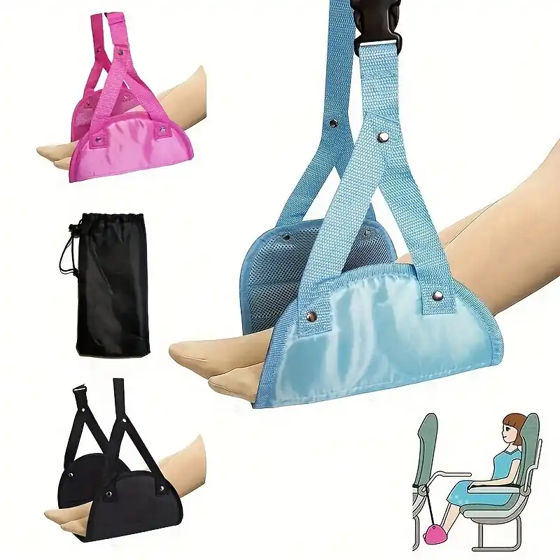 Adjustable Airplane Footrest With Quick Release Buckle Portable Travel Hammock