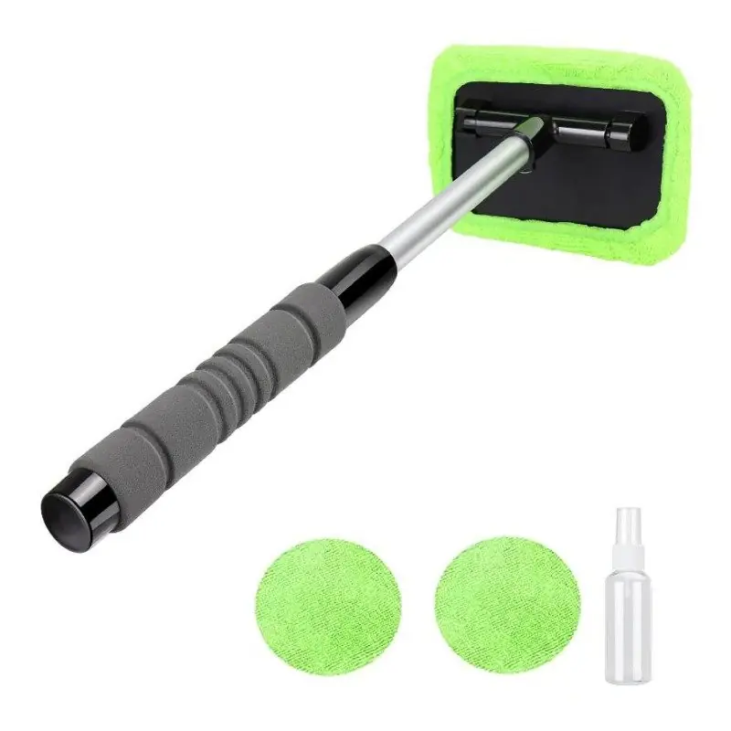 Extendable Microfiber Car Window Cleaner Reusable Cloth Pad Handle