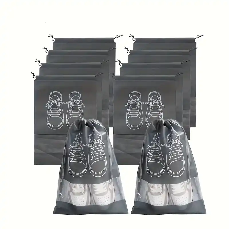 10pack Durable Polyester Travel Shoe Bags Breathable Dustproof Portable Protection