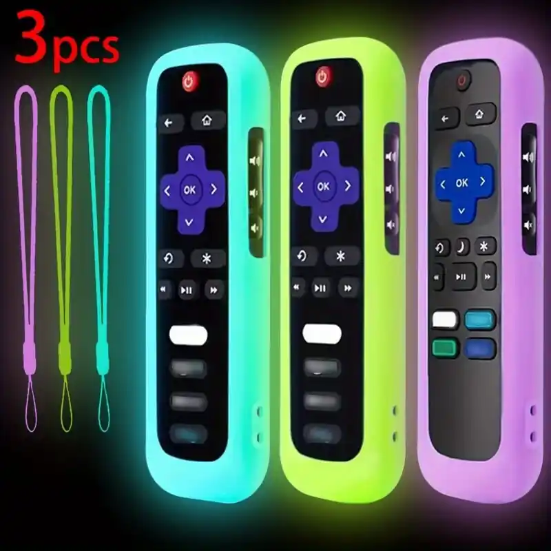 Glowinthedark Roku Remote Silicone Case With Lanyard For Tcl Hisense