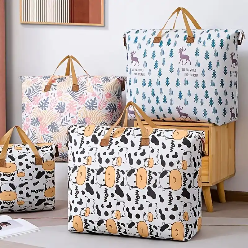 Super Large Cartoon Quilt Storage Bag Thickened Portable Bedroom Organizer