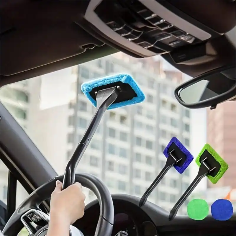 Long Handle Car Window Cleaner Kit Auto Glass Interior Tool