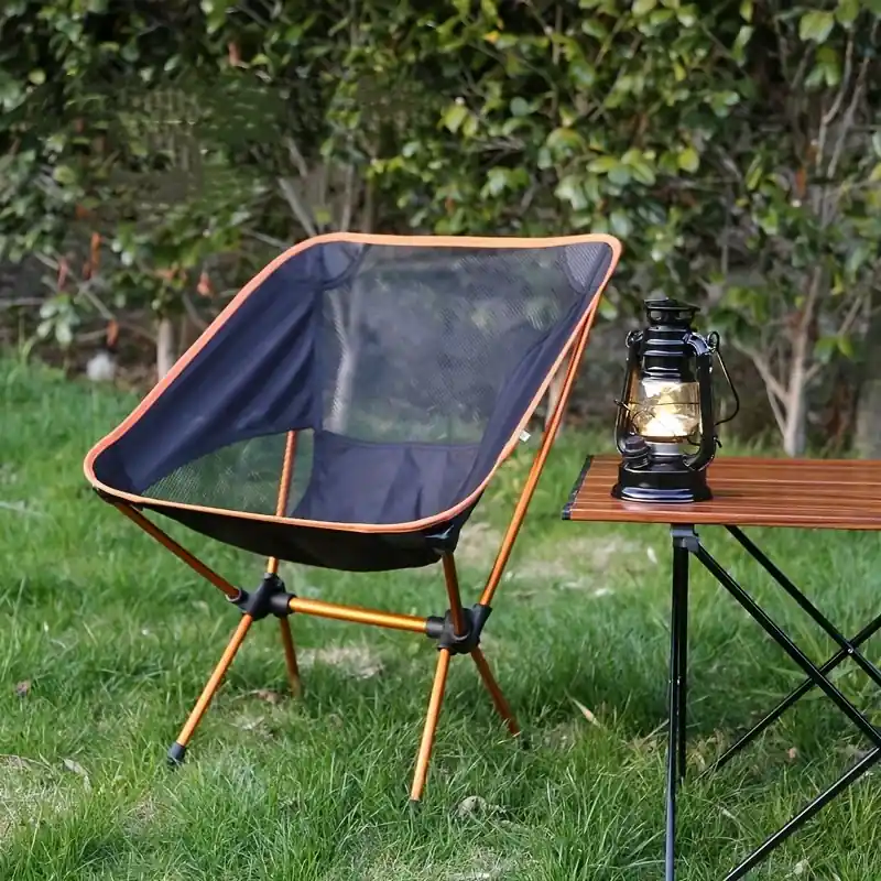 Lightweight Reclining Camp Chair With Cushion Ottoman Foldable Durable
