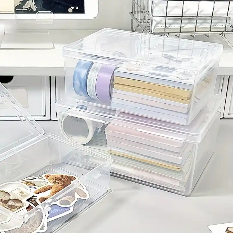 3pack Large Capacity Transparent Storage Boxes Dustproof Fliptop Lid