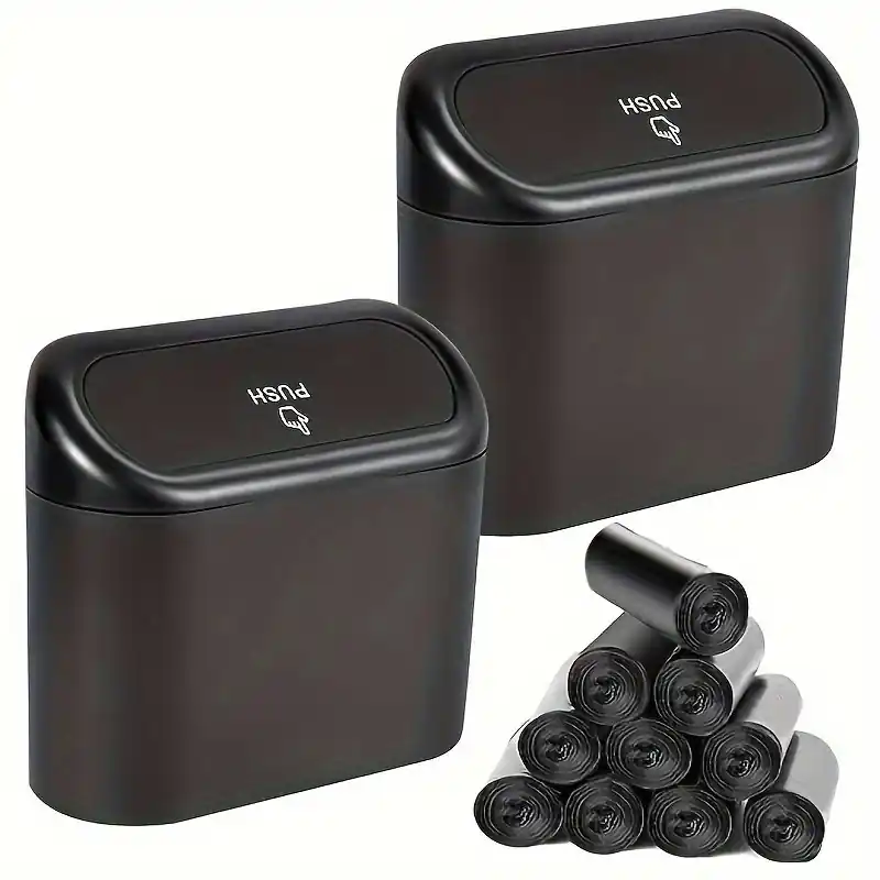 Leakproof Mini Car Trash Can With Lid 30 Bags Included