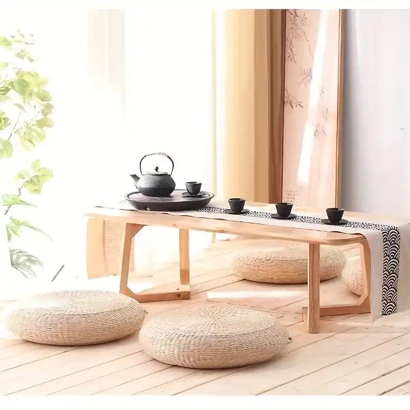 Handcrafted Grass Woven Futon Cushion Comfortable Thick Round Tatami Mat