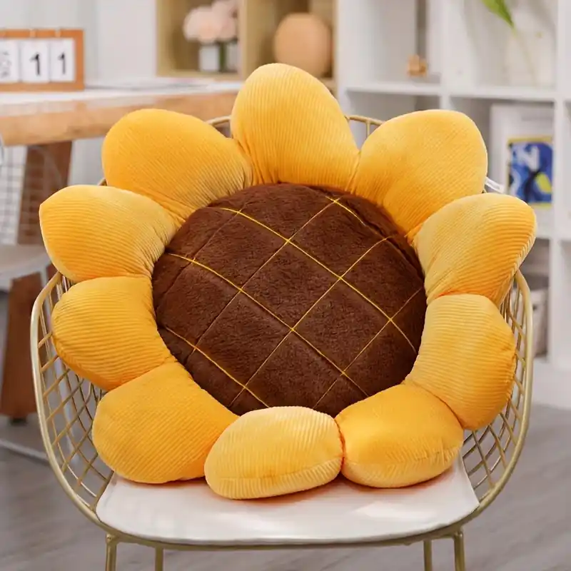 Soft Plush Sunflower Decorative Pillow Cozy Sofa Bed Accent Cushion