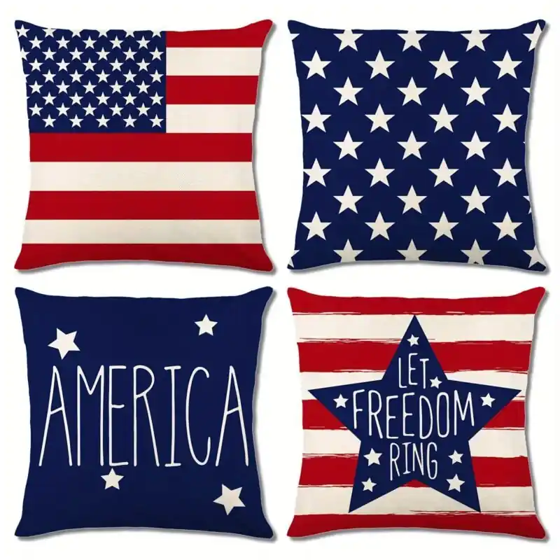Patriotic 4th Of July 18×18 Pillow Covers Usa Decor Set