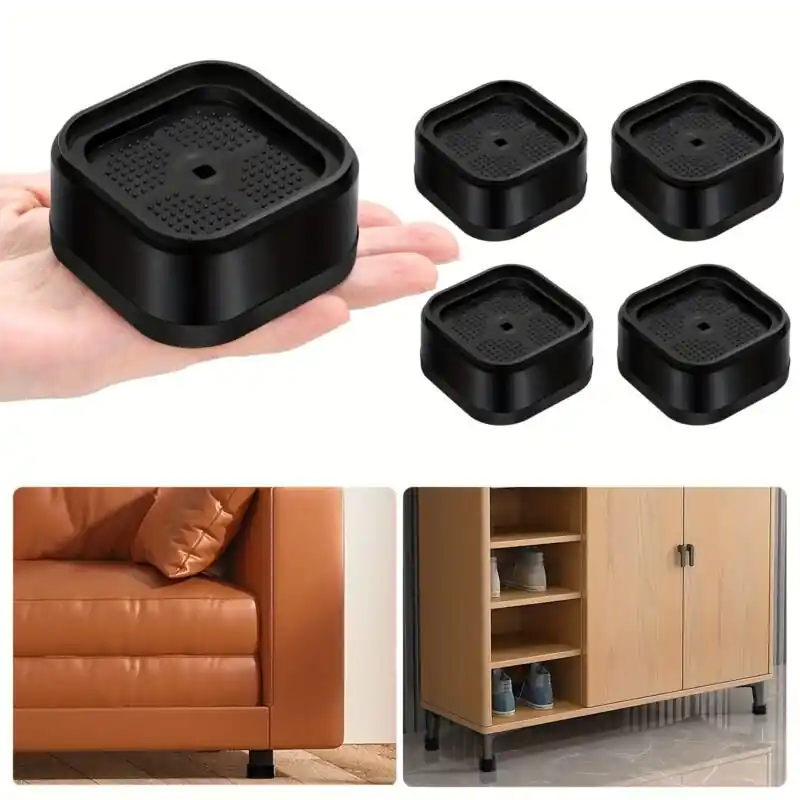 Adjustable Heavy Duty Bed Furniture Risers 4pcs 1 Stackable Black