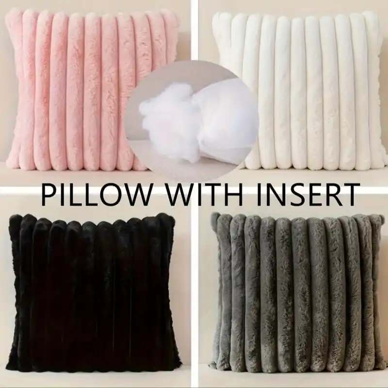 Luxurious Short Plush Pillow Versatile Flannel Cushion For Sofa Bed Office