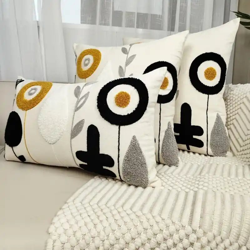 Boho Chic Cotton Throw Pillow Cover For Modern Home Decor Neutral