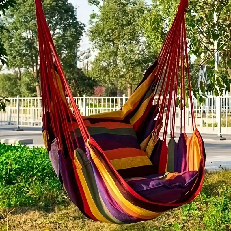 Canvas Hammock Chair With Pillow Indooroutdoor Swing Seat