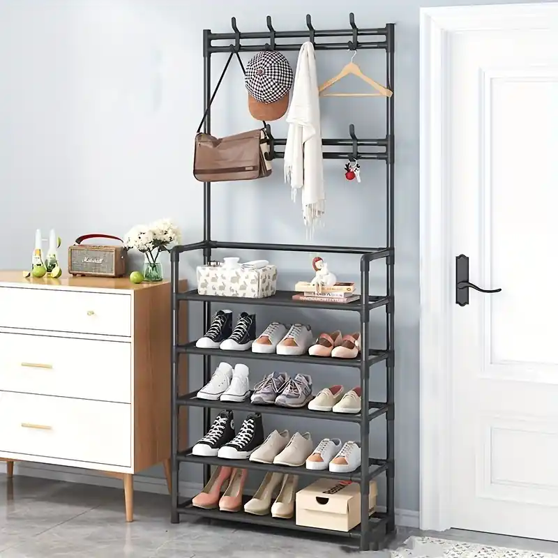 Multifunctional Hall Tree Entryway Coat And Shoe Rack With Bench Hooks