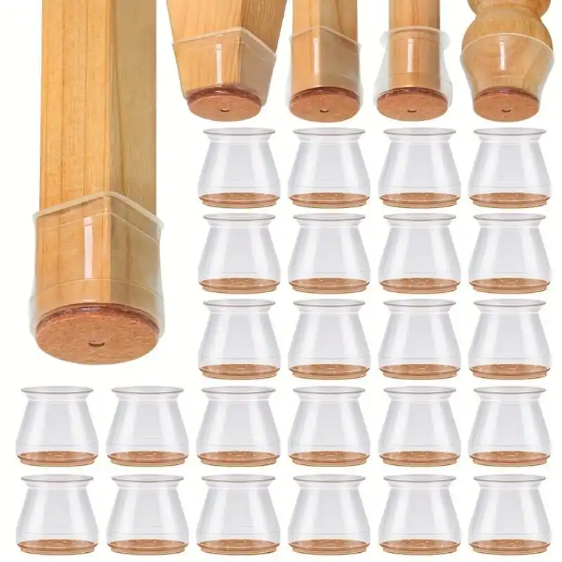24pcs Silicone Chair Leg Protectors With Felt Pads Scratchfree Noisereducing Furniture Caps
