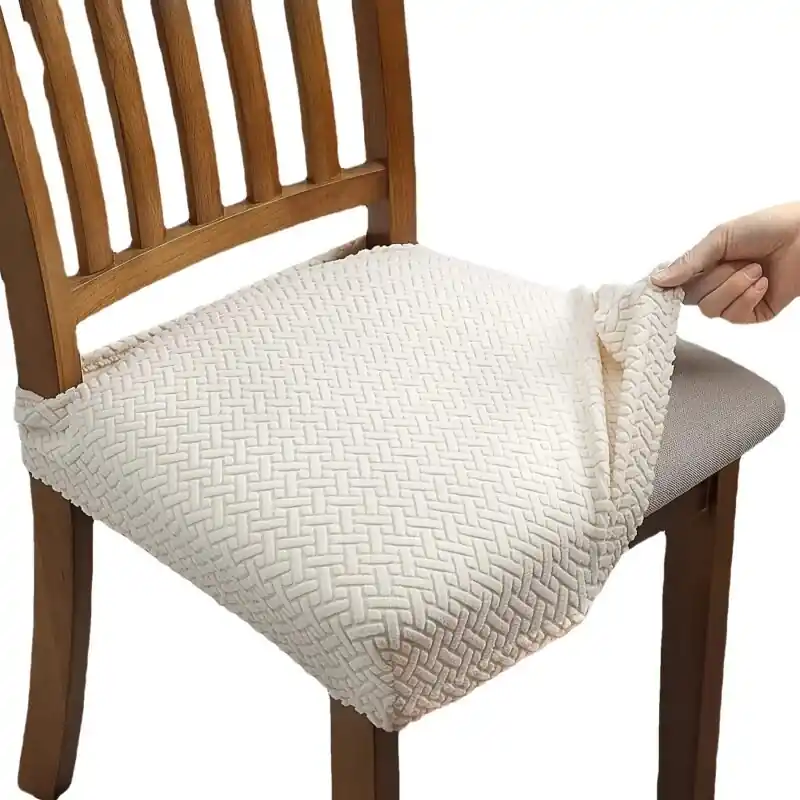 Antislip Plaid Jacquard Chair Cushion Cover All Seasons