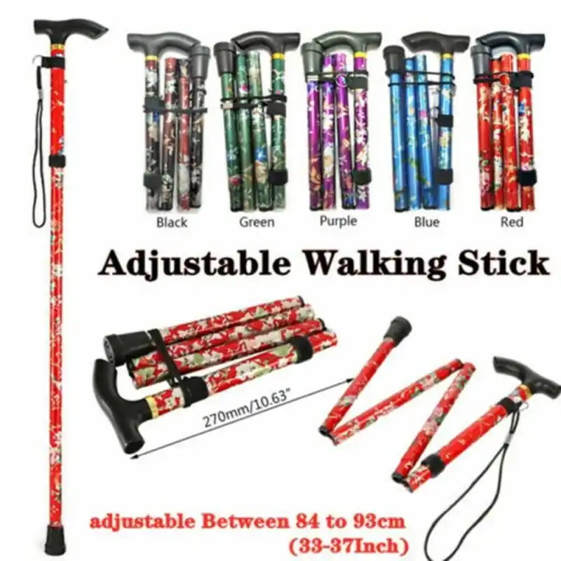 Adjustable Telescopic Hiking Cane Lightweight Folding Trekking Pole With Nonslip Tip