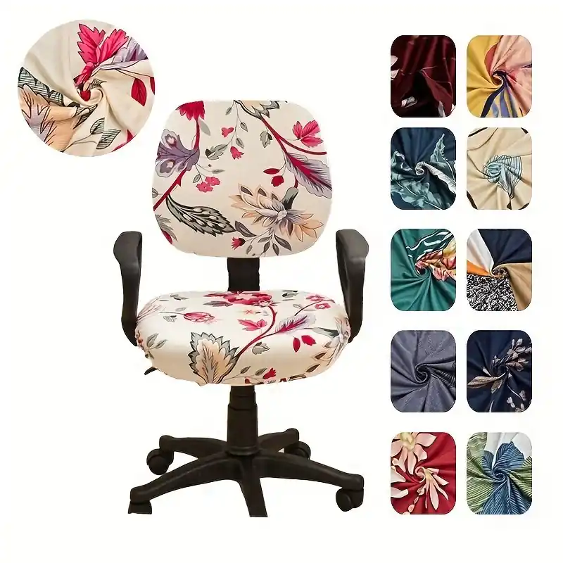 Elastic Spandex Office Chair Cover Washable Slipcover For Rotating Armchair
