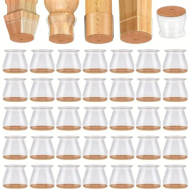 36pack Silicone Chair Leg Protectors Floor Saver Noise Reducer Felt Bottoms