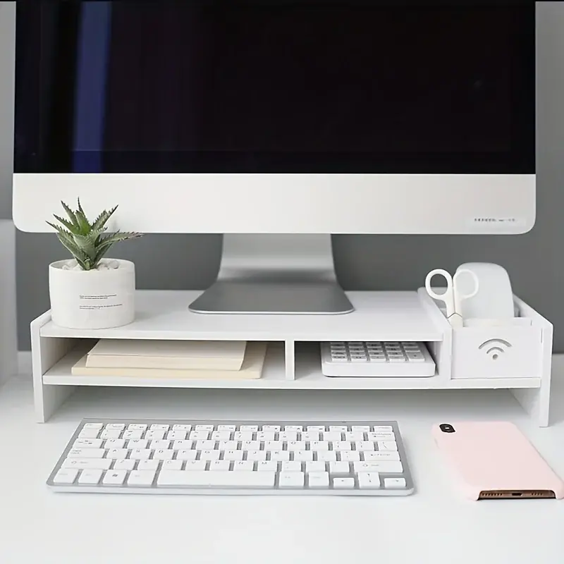 Adjustable Multifunctional Office Desk Organizer Monitor Stand With Drawers