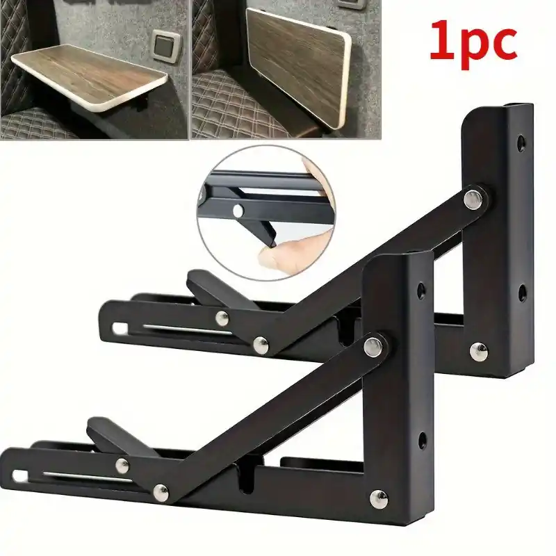 Compact Black Stainless Steel Foldable Tableshelf For Campervans Caravans