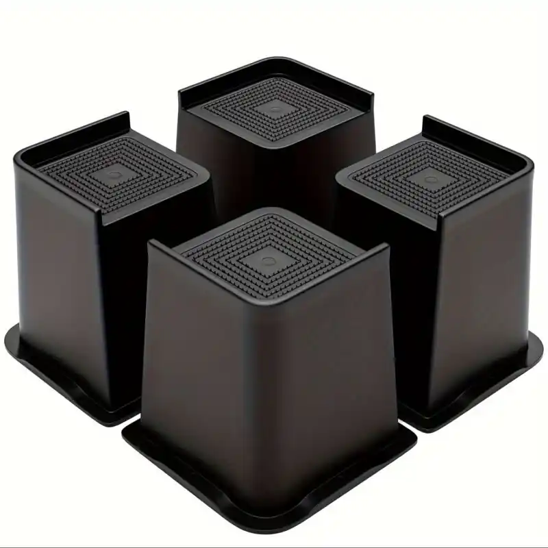 6inch Heavy Duty Black Bed Risers 4 Pack Furniture Elevators
