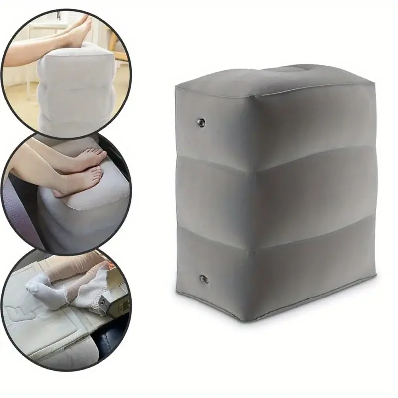 Adjustable Inflatable Foot Rest Pillow For Airplane Travel Comfort