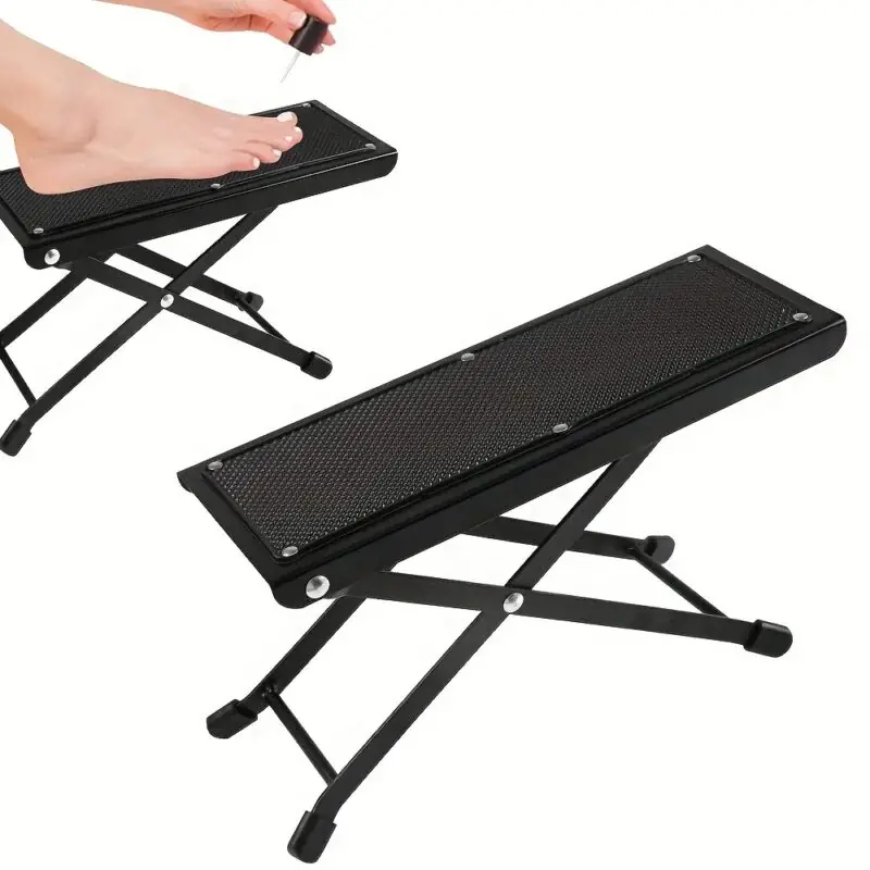 Adjustable Pedicure Foot Rest Nonslip Sturdy Home Beauty Kit Black