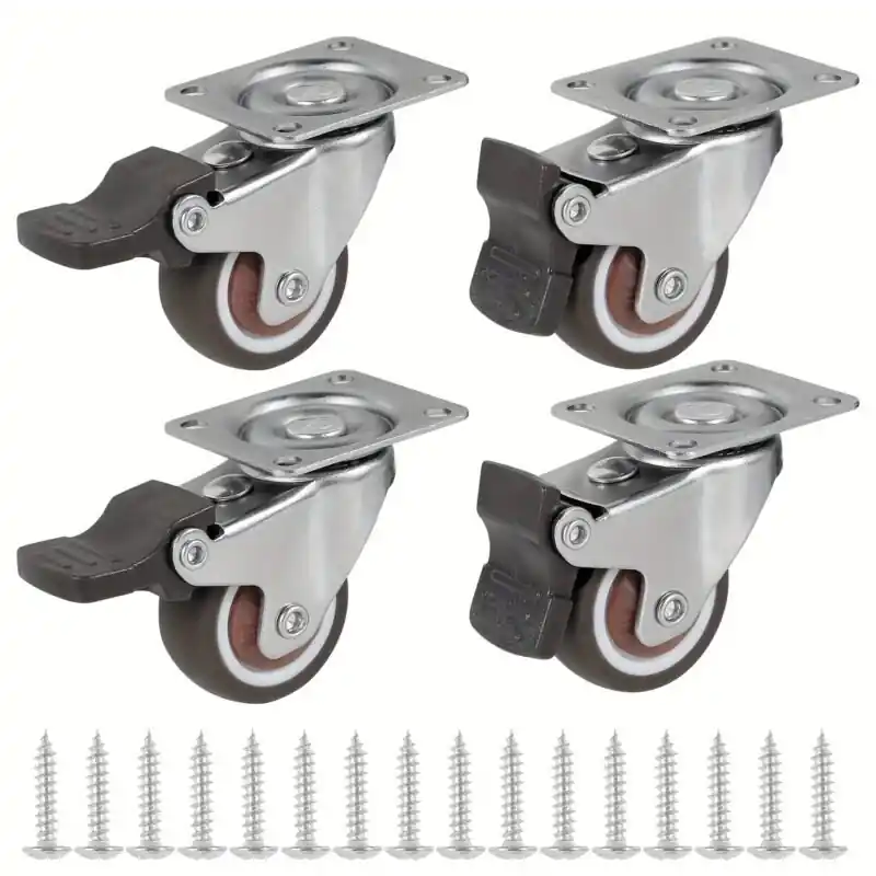4pcs Heavyduty Swivel Caster Wheels Silent Lockable Furniture Equipment Solution