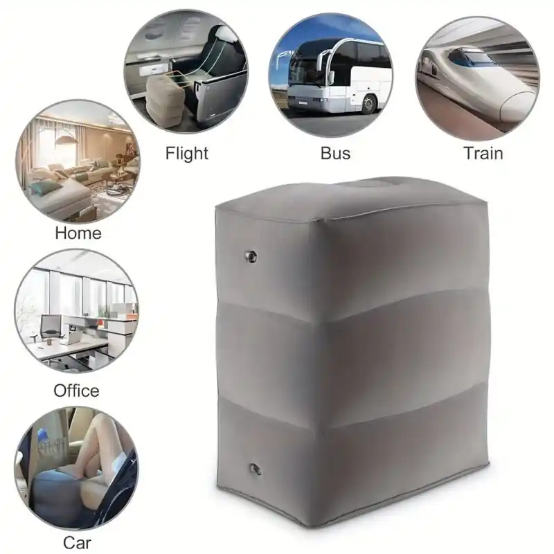 Ultimate Comfort Adjustable Portable Inflatable Foot Rest For Plane Car Bus
