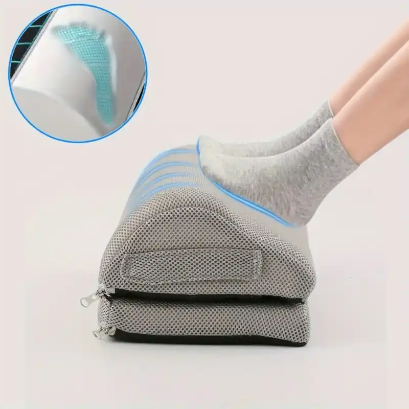Ergonomic Under Desk Foot Rest Adjustable Height Washable Cover Multiuse