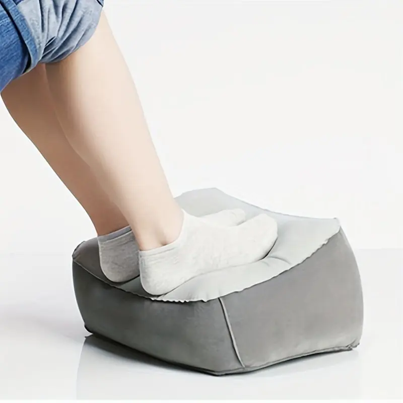 Inflatable Travel Foot Rest Pillow Soft Flocking Cushion For Relaxation