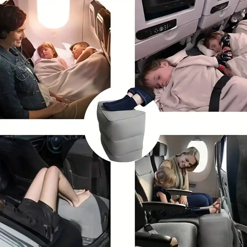 Inflatable Flocking Footstool Travel Leg Rest Office Nap Cushion