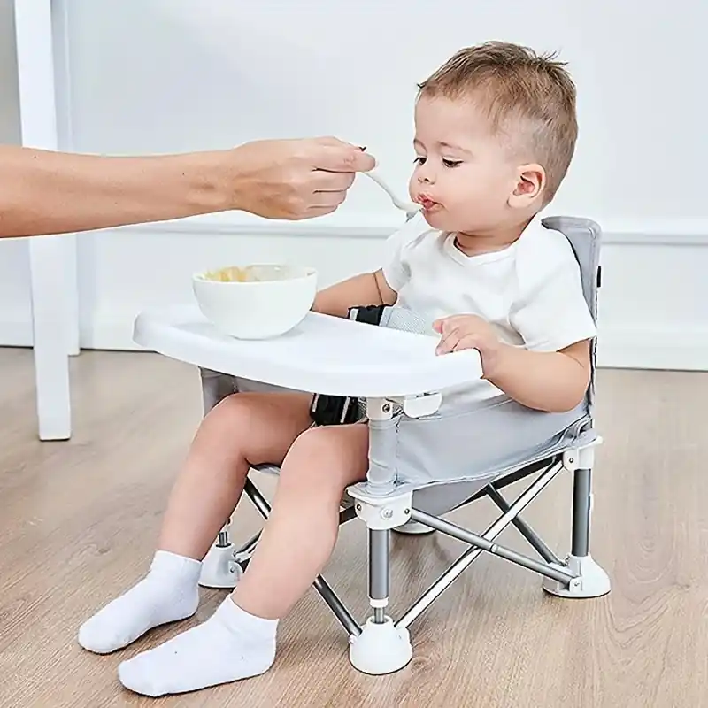 Portable Foldable Aluminum Baby Chair With Safe Belt For Travel Camping
