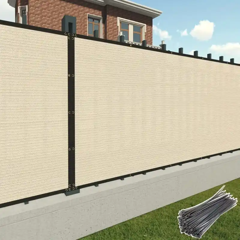 Beige Uv Wind Resistant Heavyduty Privacy Screen For Patiogarden