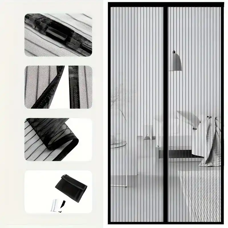 Magnetic Screen Door Curtain Antimosquito Automatic Closing Nopunch Installation