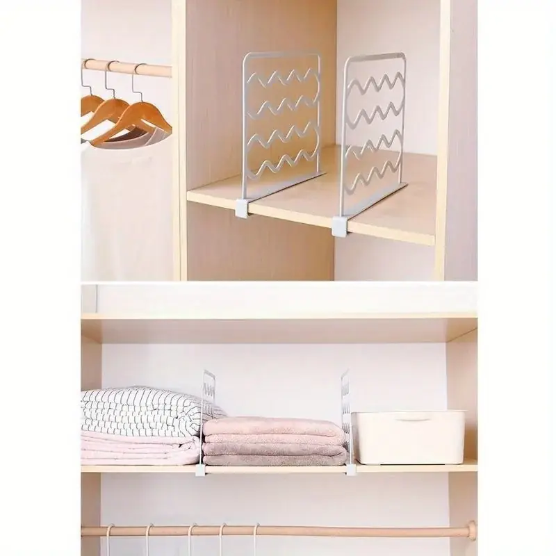 Adjustable Plastic Closet Dividers Nonslip Spacesaving Shelf Organizers