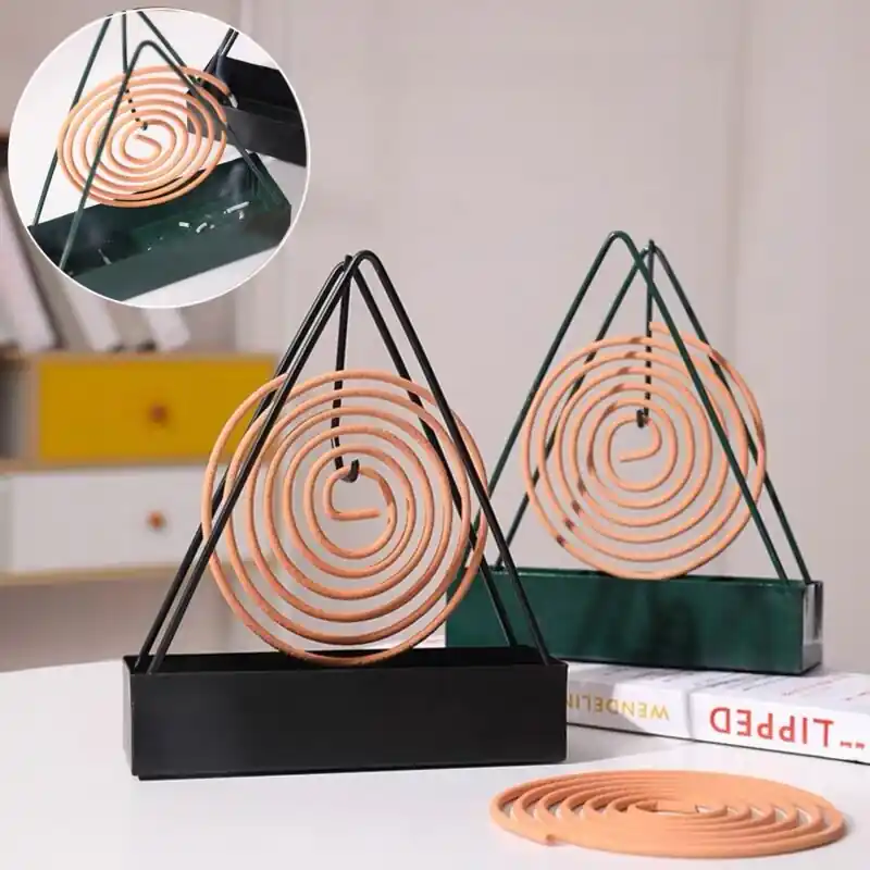 Iron Sandalwood Mosquito Incense Holder Elegant Triangle Stove Plate