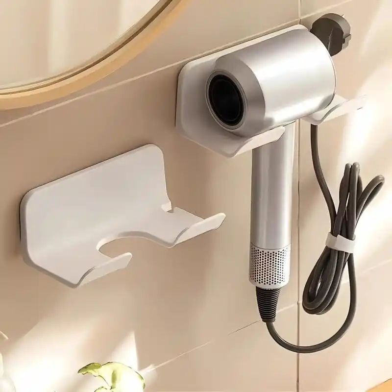 Wallmounted Hair Dryer Holder With Plug Hook No Drilling Needed