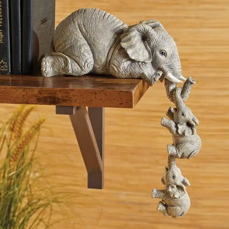 3pcs Elephant Resin Wall Hanging Cute Home And Room Decor