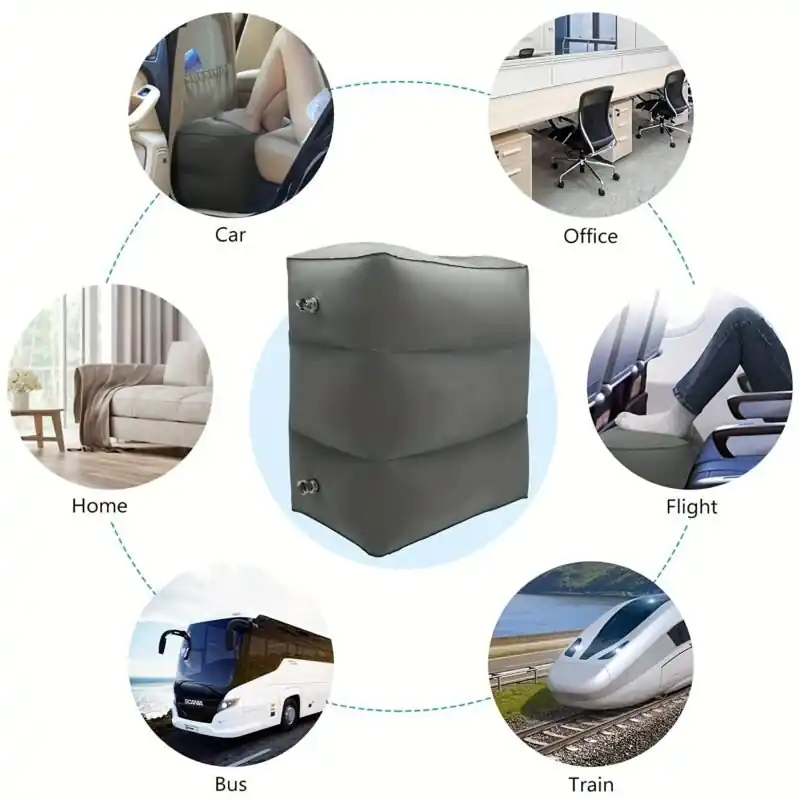Portable Inflatable Footstool Travel Office Car Airplane Leg Rest