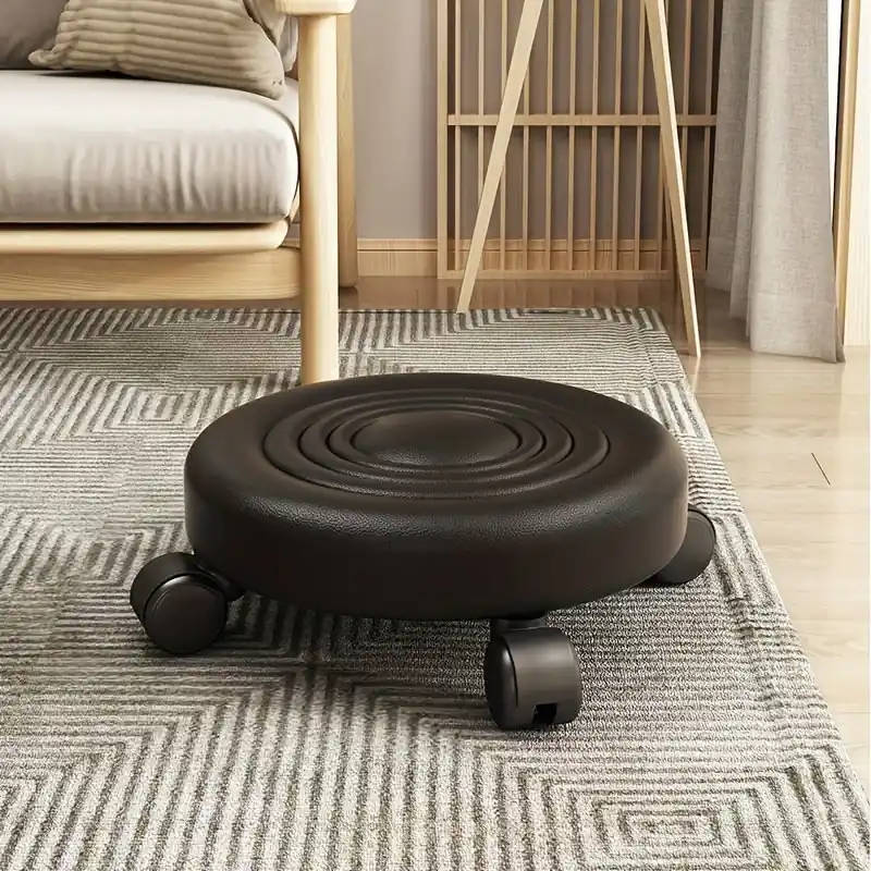 Ergonomic Low Rolling Stool With 360 Rotation And Soft Cushion For Adults