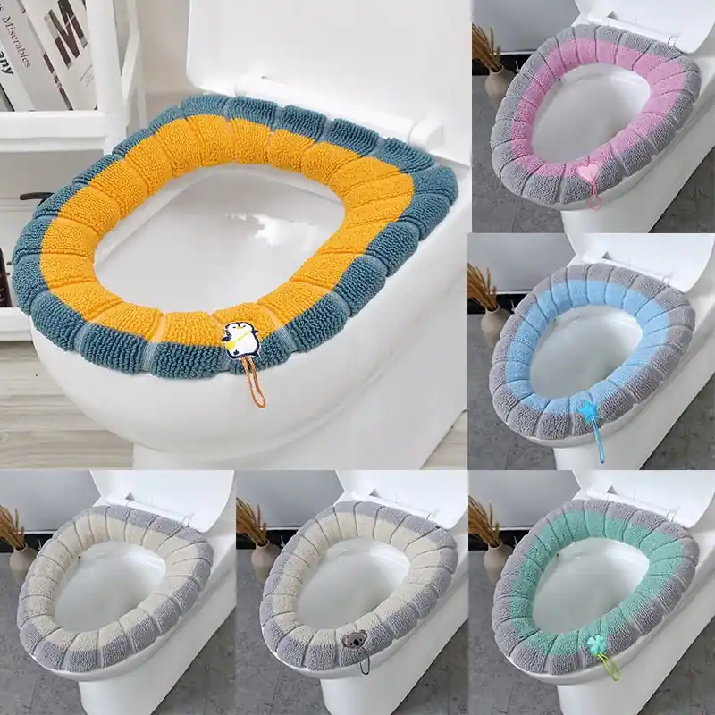 Winter Thickened Twocolor Washable Toilet Seat Cushion Cover Mat