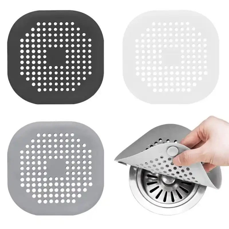 3pack Silicone Hair Catcher Drain Cover Anticlog Shower Stopper Easy Install