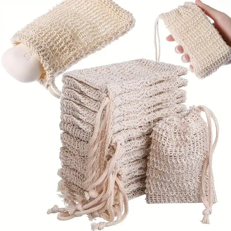 Sisal Soap Saver Pouch Set Ecofriendly Foaming Drying Bags
